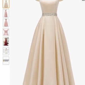 Women’s off the shoulder satin evening gown